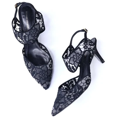 Sandalia para mujer NICHOLAS KIRKWOOD Leda de encaje negra con tacón punta 39,5 Foto 1 de 4