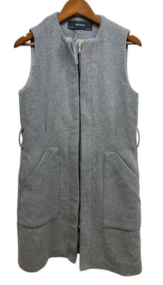 Chaqueta Zara Básica Mezcla Lana Abrigo Guisante Talla Pequeña Gris Bolsillos Chaleco Foto 1 de 4