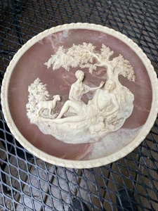 Vintage Incolay Stone Wall Hanging 10" Plate “ a thing Of Beauty “ G B Appleby - Picture 1 of 8