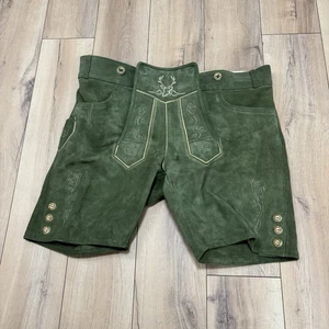 Pantalones de cuero Bavaria Trachten para hombre talla 38 verde oscuro forrados suaves gamuza cuero - Imagen 1 de 6