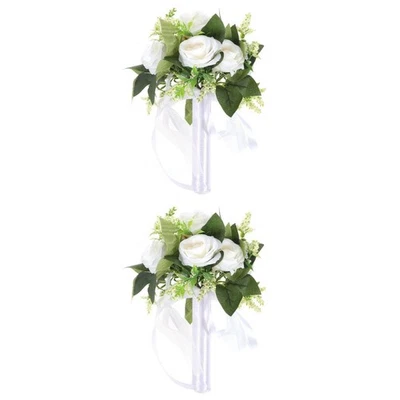  2pcs Brautjungfer Bouquet Seidenbraut Hand Halten Blumenstrauß künstliche - Bild 1 von 4