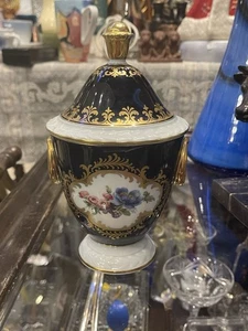 Seltene Prunk-Bonboniere AK Kaiser Porzellan Menuett Scharffeuer Echt Kobalt Top - Bild 1 von 13