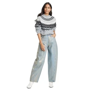 High-Rise Curved Leg Jeans Damen Gr. 4 Universal Thread Gold Wash Relaxed Fit - Bild 1 von 3