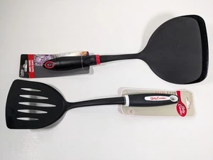 2 Pc SLOTTED TURNER & PANCAKE TURNER Set BLACK  Betty Crocker & Cooking Concepts - Picture 1 of 8