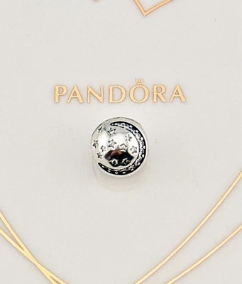 New Genuine Pandora Silver Twinkle Twinkle Twinkling Night Clip Charm 791386CZ - Image 1 of 4