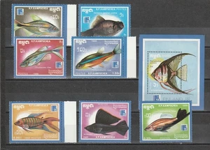Kampuchea, 1988, Fisch, 7v.+M/S. Postfrisch, Scott 8,25 $ - Bild 1 von 1