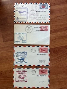 UNITED STATES 1938, 1947 (2) & 1953 On Four Diff. Old Airmail Covers w/ Post Mas - Picture 1 of 2