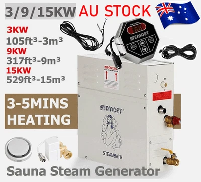 220V 380V 6KW 12KW 18KW Steam Room Generator Sauna Bathroom SPA with Controller - image 1 of 4