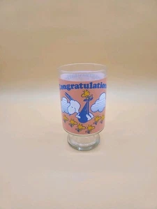 Vintage Snoopy Woodstock Footed Glass Vase - Congradulations - Picture 1 of 13