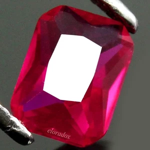 Piedra preciosa corte esmeralda rubí rojo sangre de paloma natural certificada 6x4 mm EL05 - Imagen 1 de 6