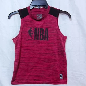 NBA Tank Top Boys Small Red Black Basketball Athletic Workout Sleeveless Shirt - Picture 1 of 7
