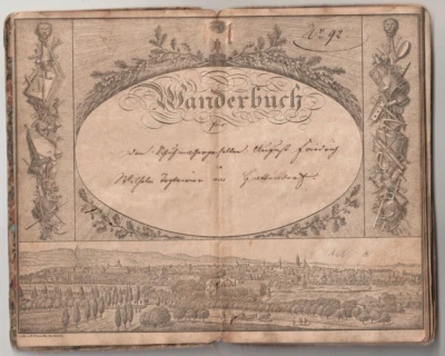 1839-40 Wanderbuch Germany Journeymans Log Book Passport Many Entries Stamps Foto 1 de 4