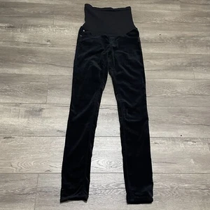 A Pea in a Pod AG Adriano Goldschmied Maternity Skinny Black Velvet Pants 26R - Picture 1 of 13