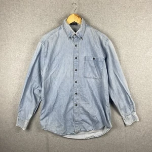 Vintage Chaps Ralph Lauren Denim Shirt Mens 15 1/2 Blue Streetwear 1990s Hip Hop - Picture 1 of 13