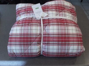 RARE 7PC Pottery Barn Hannon Plaid Reversible King Comforter Quilt Santa Pillow - Picture 1 of 5