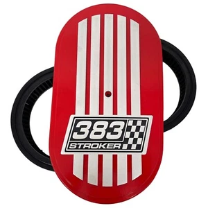 383 Stroker 15" Kit Limpiador de Aire Ovalado, Tapa Billet, Estilo 2 - Rojo - Ansen EE. UU. - Imagen 1 de 5