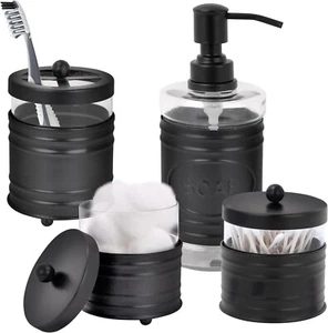 Set accessori bagno fattoria vicolo autunno nero e vetro - 4 pezzi - Foto 1 di 9