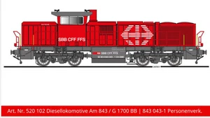 Kiss Spur 1 Diesellok AM 843 MaK 1700 ESU digital Sound 520102 SBB neu OVP - Bild 1 von 2