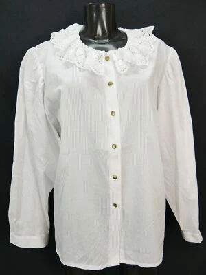 Gr.48 Trachtenbluse weiß Bluse Altenbeurer mit Spitze und Stickerei TB8484 - Bild 1 von 4