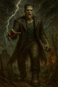 FRANKENSTEIN PAINTING Fine Art Print 13x19 Limited 1/30 Horror Monster - Picture 1 of 1