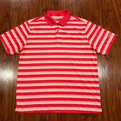 Nike Golf Para Hombre Dri-Fit Polo Rayas Rojo Rosa Grande L Ajuste Estándar 818048 Foto 1 de 4