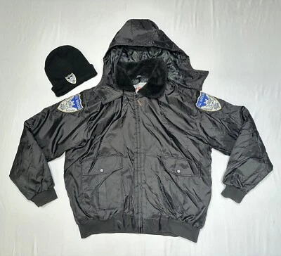 VTG Tuff Guard ANS Security Officer Nylon Hooded Jacket  Size Large + ANS Beanie - Image 1 of 4