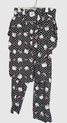 Hello Kitty Polka Dot Print PJ Set Top/Pants Blk/White Size M New - Image 1 of 4