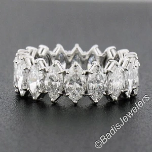 Vintage Platinum 4.50ctw 18 Marquise Prong Diamond Eternity Wedding Band Ring - Picture 1 of 9