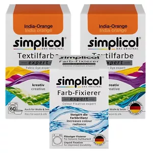 SIMPLICOL Textilfarbe EXPERT INDIA ORANGE für 600g Stoff 2x Farbe & 1x Fixierer - Bild 1 von 6