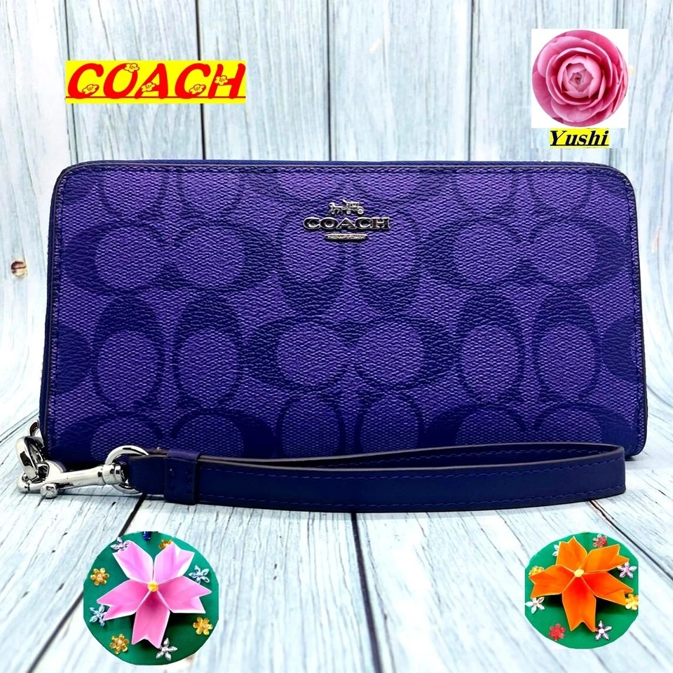 Cartera deportiva COACH [Outlet] firma púrpura cremallera larga C4452 SVUCM en caja de regalo Foto 1 de 4