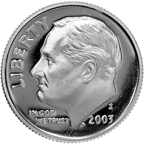 2003 S Roosevelt Dime Gem Deep Cameo 90% Silver Proof US Coin Cover