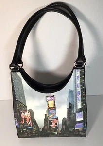 Vinyl graphic NYC Times Square handbag  tote EUC - Picture 1 of 6