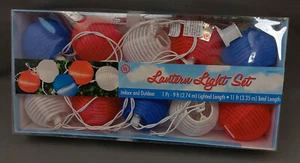 Lanterne Globo 3 Colori Bianco Blu Rosso per Interno/Esterno Giardino Patio 10 Luci - Foto 1 di 7