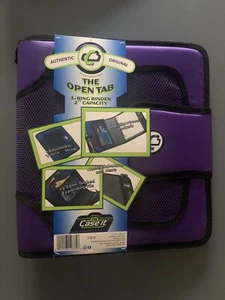 Case It-The Open Tab-3 Ring Binder-2” Capacity In Purple-Expanding File-Pockets - Picture 1 of 3