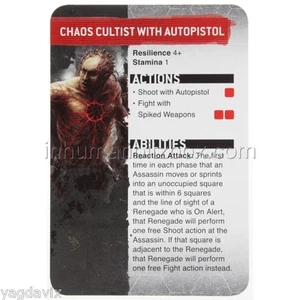 SAS14 CHAOS CULTIST REFERENCE CARD PISTO ASSASSINORUM WARHAMMER 40,000 BITZ W40K - Picture 1 of 1