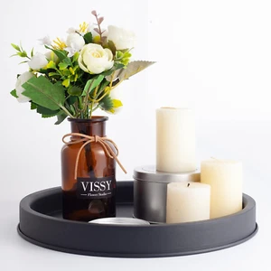 Elegant Black round Serving Tray - Modern Farmhouse Home Decorations, Multipurpo - Picture 1 of 12