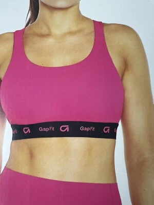 Sutiã esportivo feminino GAP Fit tamanho XS Racerback 4 vias elástico absorção de umidade rosa G2 - Imagem 1 de 4