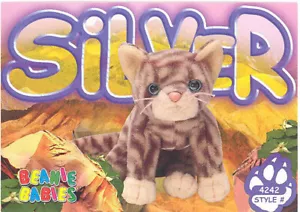 TY Beanie Babies BBOC Card Series 3 Common Silver the Cat NM/Mint - Picture 1 of 2