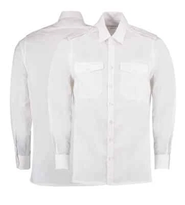 Camicia Pilota Facile A Maniche Lunghe In Policotone Di Kustom Kit - Immagine 1 di 2