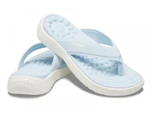 NEW! CROCS- Women Reviva Flip Flops in Light Blue Mineral Summer Shoes Sandals - Picture 1 of 1