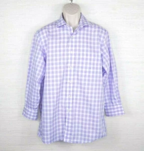 Donald Trump Dress Shirt Mens Size 15 1/2 34/35 Long Sleeve Plaid Purple  - Picture 1 of 7
