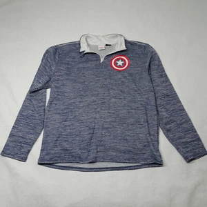 Sudadera Pullover Marvel Capitán América Talla M Azul Para Hombre 1/4 Cremallera Polar - Imagen 1 de 6