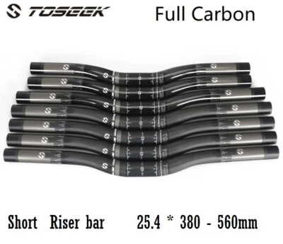 Carbon 3K MTB Mountain Road fixie Bicycle Kids Bike Riser bar Short Handlebar - Image 1 of 4