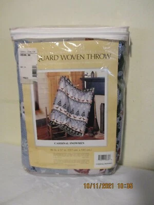 Corona Artesanía Navidad Cardenales y Muñecos de Nieve Jacquard Tejido Manta Tiro 46x57 Foto 1 de 4