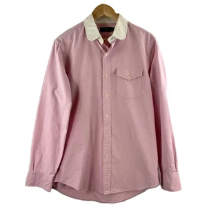 Polo Ralph Lauren Pink Thick Cotton Rounded Collar Shirt M - Picture 1 of 11
