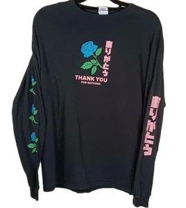 T-shirt ROSA manica lunga GRAFICA UNICA colorata GRAZIE shopping bag NERA grande - Foto 1 di 11