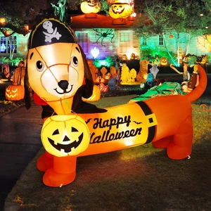 5 FT Halloween Inflatables Outdoor Decorations - Halloween Dog Blow up Dachshund - Picture 1 of 6