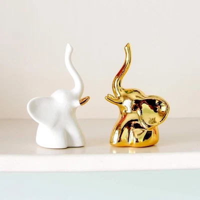 Elephant Statues Good Luck Fengshui Ceramic Creative Small Modern Home Decor - Image 1 of 3