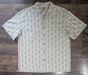 Jos A Bank Tan & Khaki Silk Blend Mens Casual Button Down Shirt Size L Comfy - Picture 1 of 12