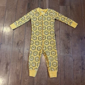 Infant Hanna Andersson Zip Up Pajamas Outfit Orange Black Lion sz 80 / 18-24M - Picture 1 of 10